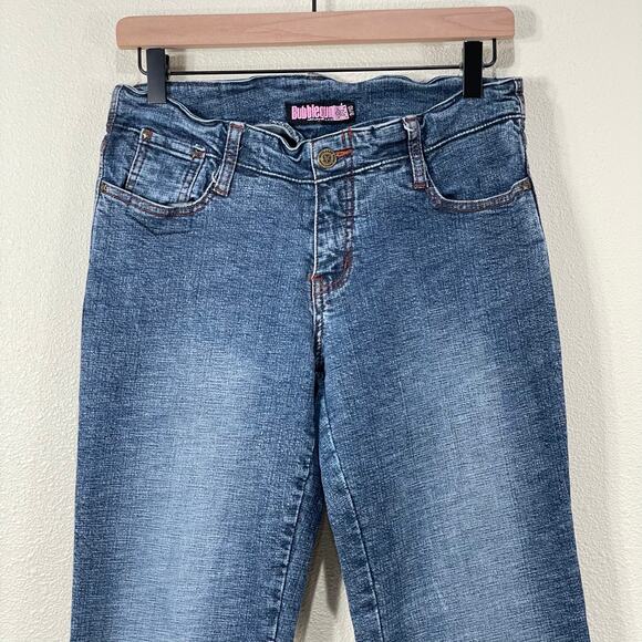 Vintage 90s Y2k Bubblegum Embroidered Stretch Flare Jeans Trashy 9 10 - Picture 3 of 10